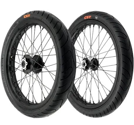 Black/Black 17' LBX/E-Ride Pro/79Bike Falcon Supermoto wheelset.